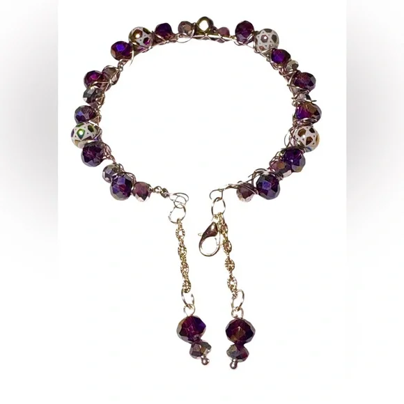 Bracelet with Austrian Crystals and Electroplated Beads - Picture 7 of 9